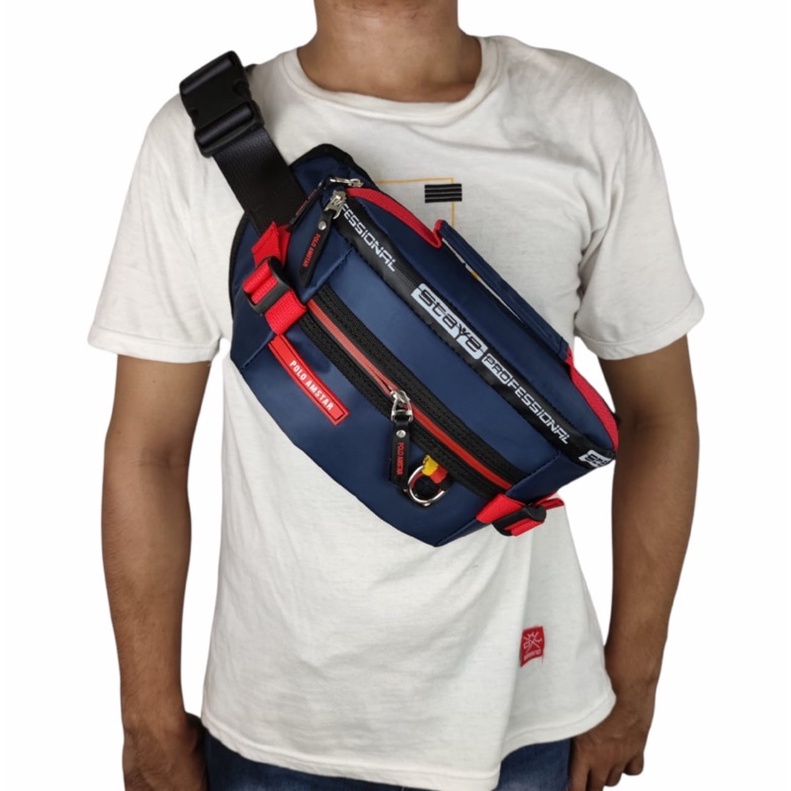 Waistbag Waterproof Polo Amstar Bahan Nylon Parasut