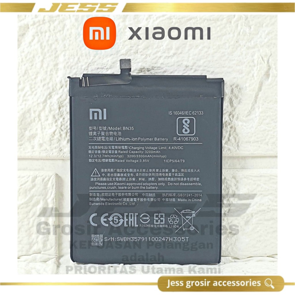 Baterai Battery Original Xiaomi BN35 &amp; BN-35 For Type Hp Redmi 5 - MDI1 - MDG1 - MDT1 - MDE1 - Redmi5