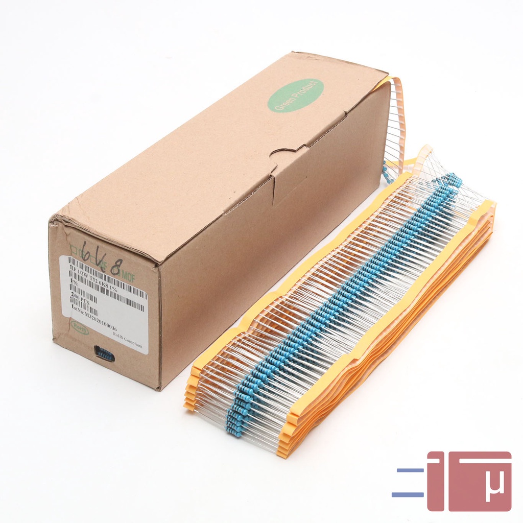 x10 Resistor 6K8 1/2W Metal Film 1% Taiwan Kaki Tembaga