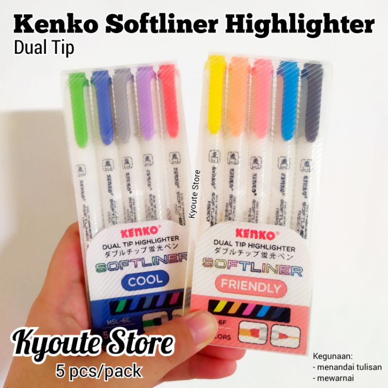 

Kenko Softliner Highlighter Dual Tip Soft Color Cool Friendly Marker Penanda Bacaan Warna