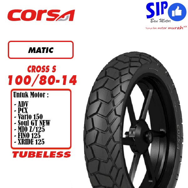 Ban motor matic Corsa Cross S 100 80 14 platinum tubeless