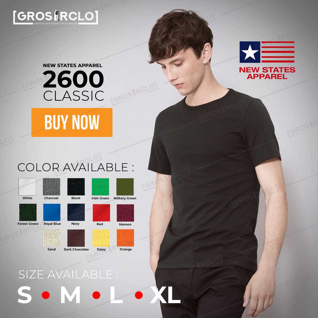  Kaos  Baju  Polos  NEW STATES APPAREL 2600 ORIGINAL  MURAH S M 