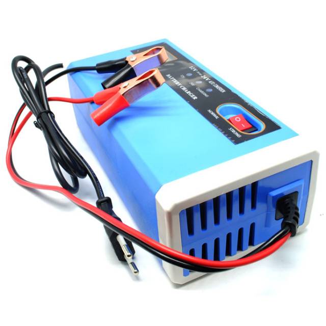 Charger Aki Mobil Motor 12-24V 10A dengan LCD - Blue