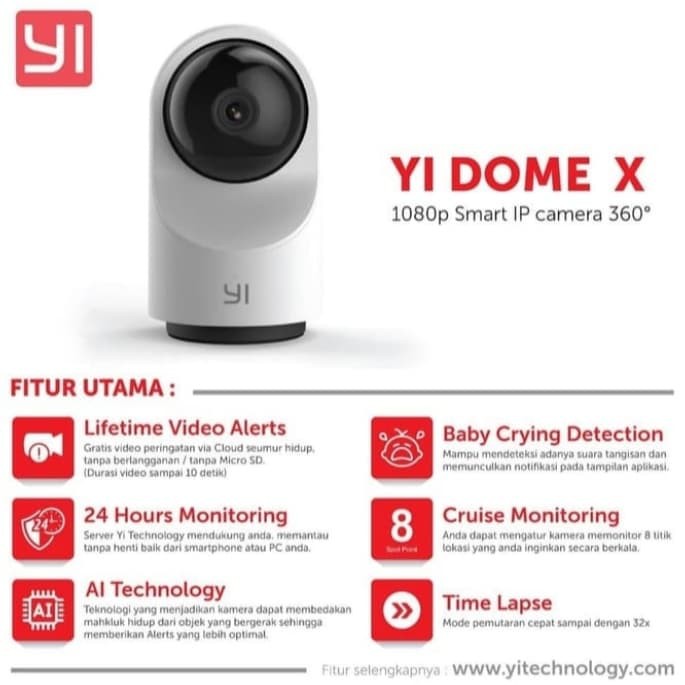 Order Langsung [GARANSI] Xiaomi Yi Dome X CCTV IP Camera 1080P HD Internasional Ver Berkualitas
