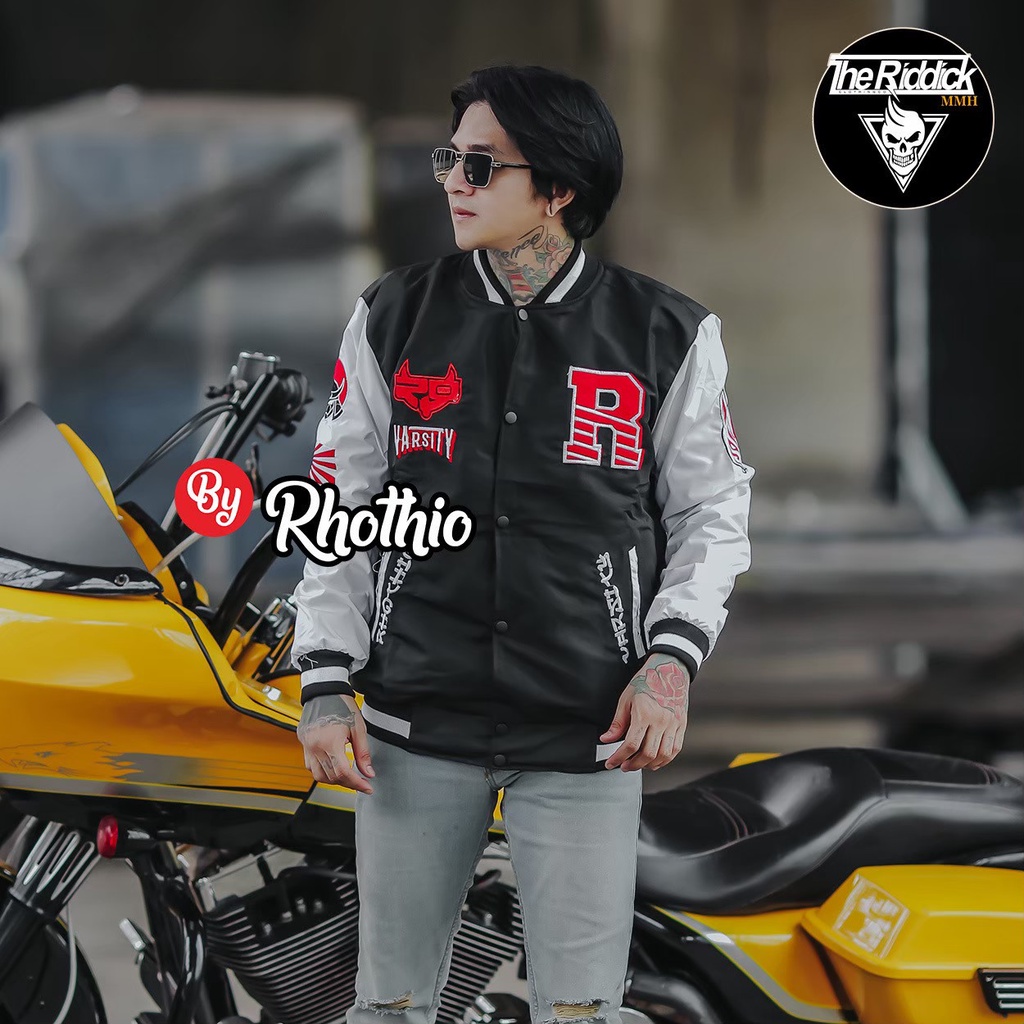 Varsity Rhothio Full Bordir | Jaket Bomber Varsity Jacket Vintage Baseball Oversize Jumbo Original The Riddick