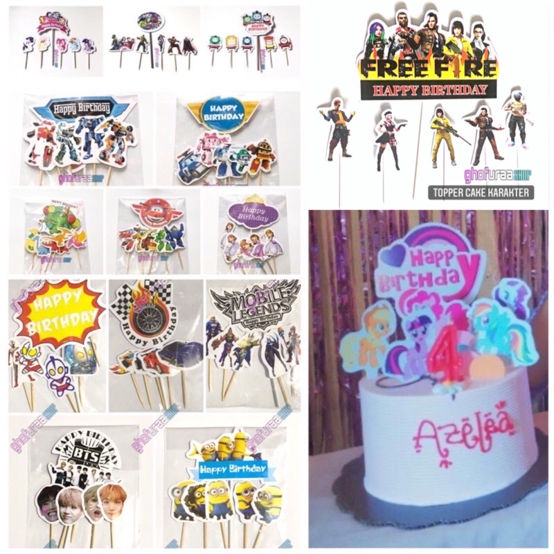 Topper Cup Cake 1 pack Hiasan Kue Ulang Tahun Karakter super wings tobot avengers bts ultramen princ