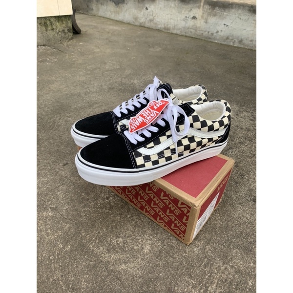 SEPATU VANS SEPATU PRIA VANS OLD SKOOL PRIMARY CHECKERBOARD BLACK WHITE ORIGINAL BESTSELLER BERKUALI