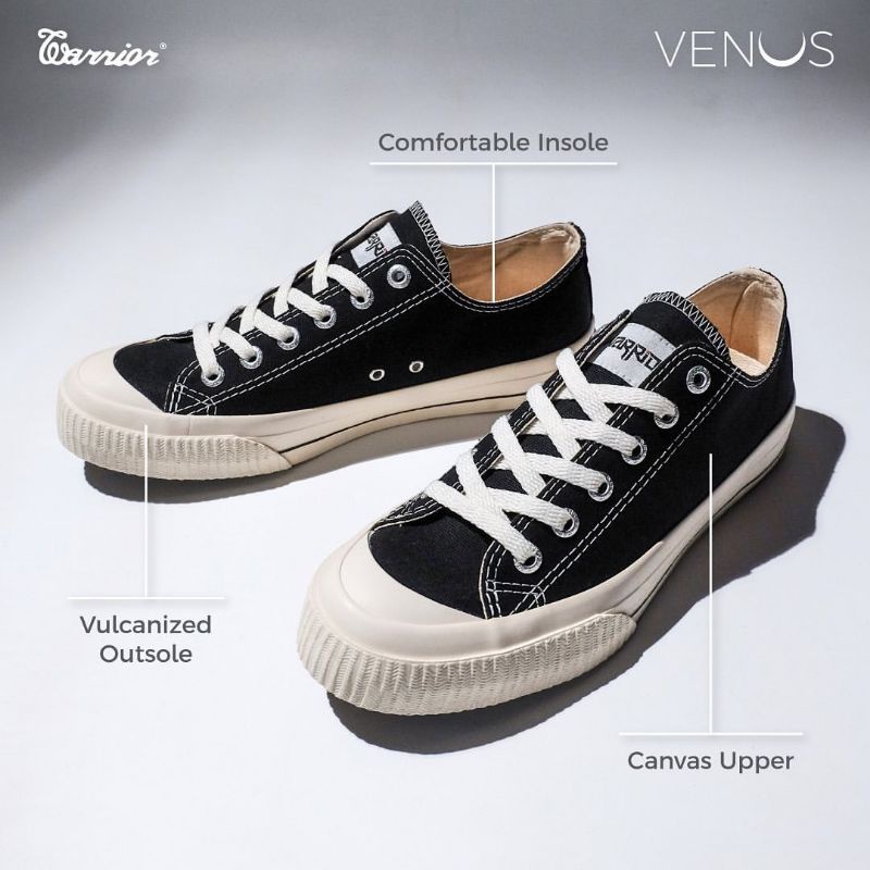 Warrior venus black white low - sepatu warior original