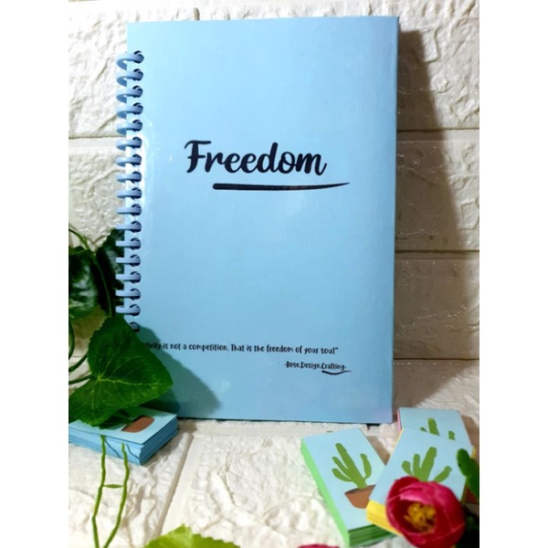 

buku diary aesthetic hard cover biru quotes series