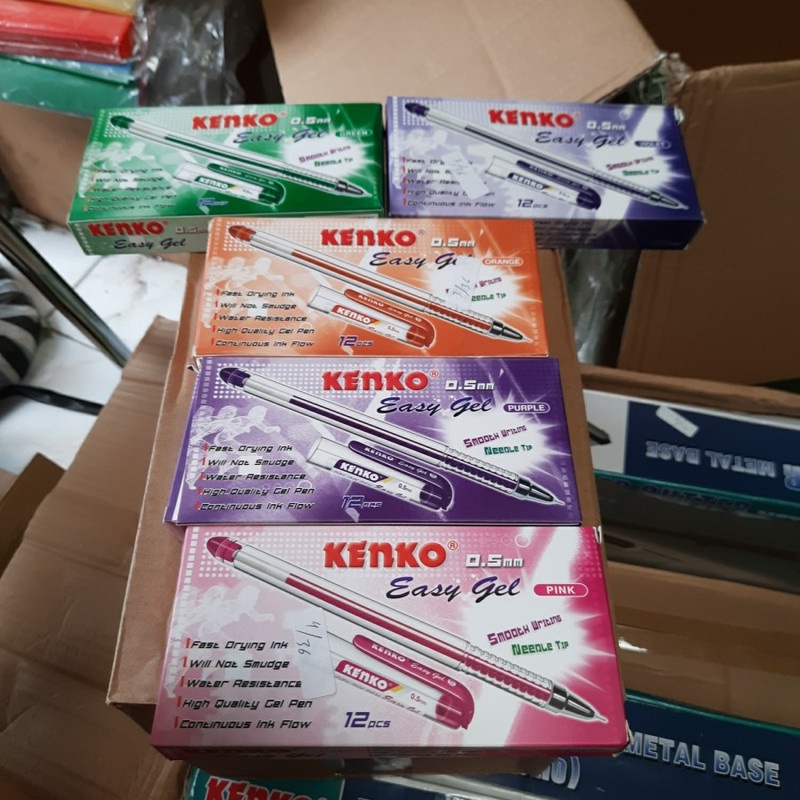 

1 LUSIN Pulpen Kenko Easy Gel 0,5mm Warna Hijau Violet Oranye Pink Ungu Bolpoin Ballpoint Gel Pen - 1 Pack Isi 12 Buah