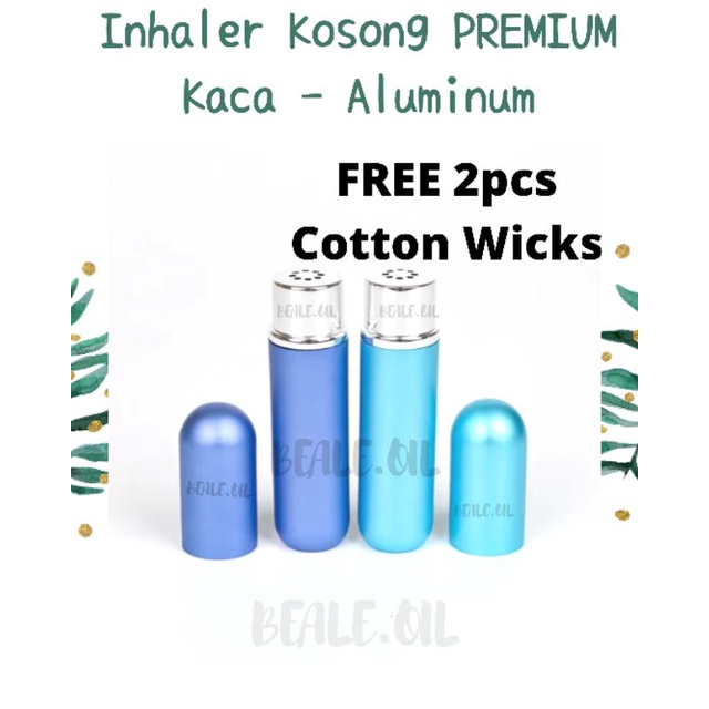 Nasal Inhaler Kosong Premium Kaca Alumunium List Silver Empty Inhaler 2 Kapas Cotton Wicks Bealeoil