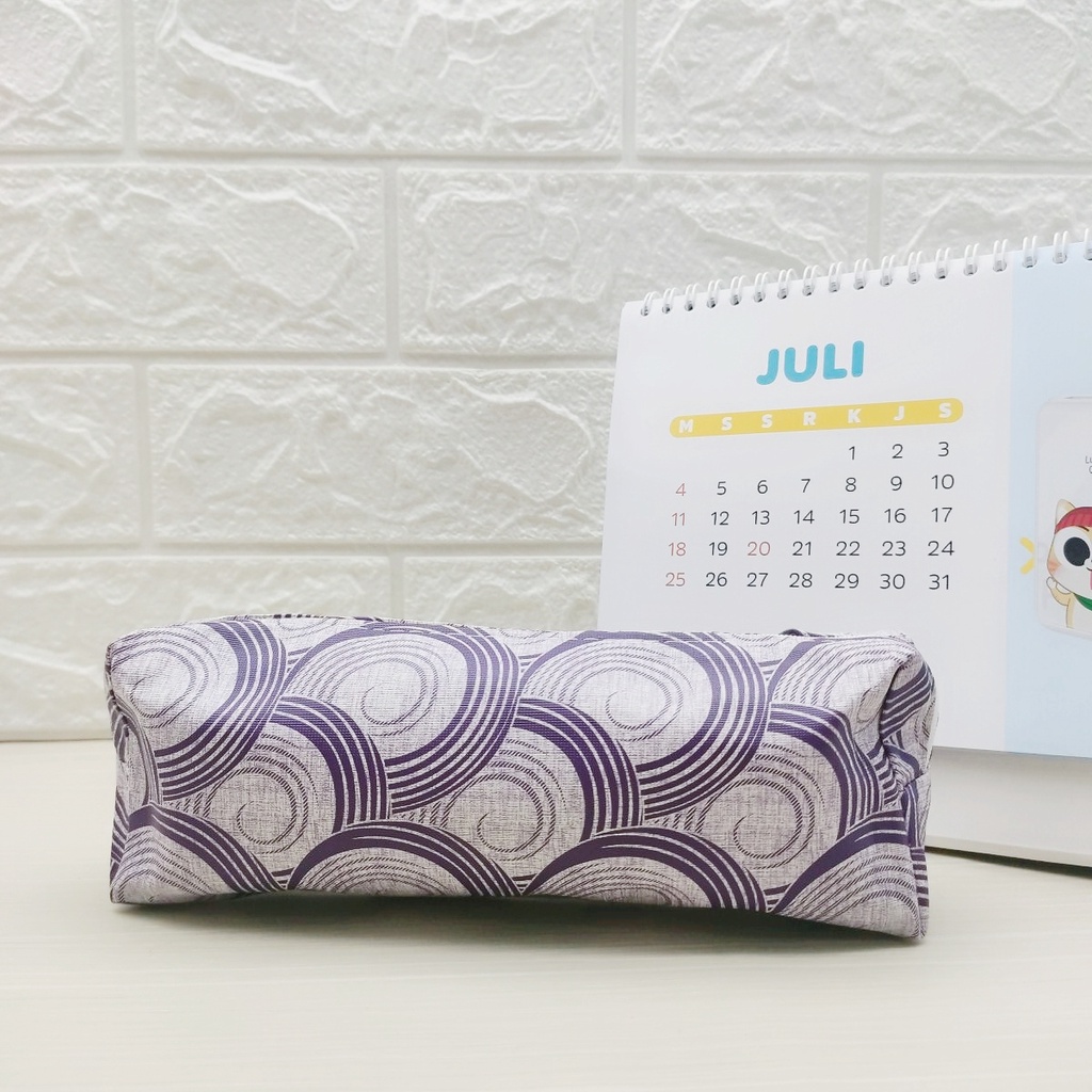 KOTAK PENSIL MOTIF KARTUN LUCU UNIK / KOTAK PULPEN / TEMPAT ALAT TULIS IMPORT BS-ABSTRAK UNGU