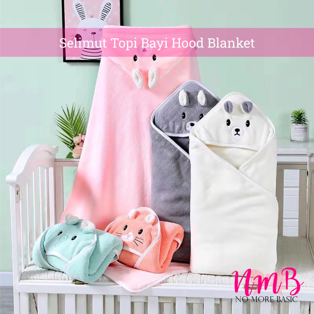 Selimut Topi Bayi Karakter Hood Blanket Newborn Selimut Bayi Karakter