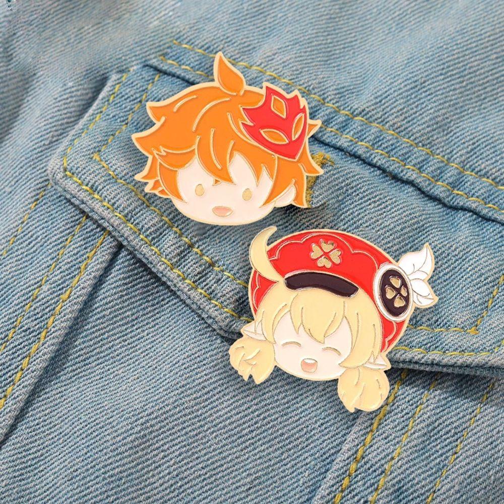 Lanfy Genshin Lapel Pin Ransel Cosplay Pakaian Dekorasi Kartun Decor Badge Lencana Pin Anime Badge