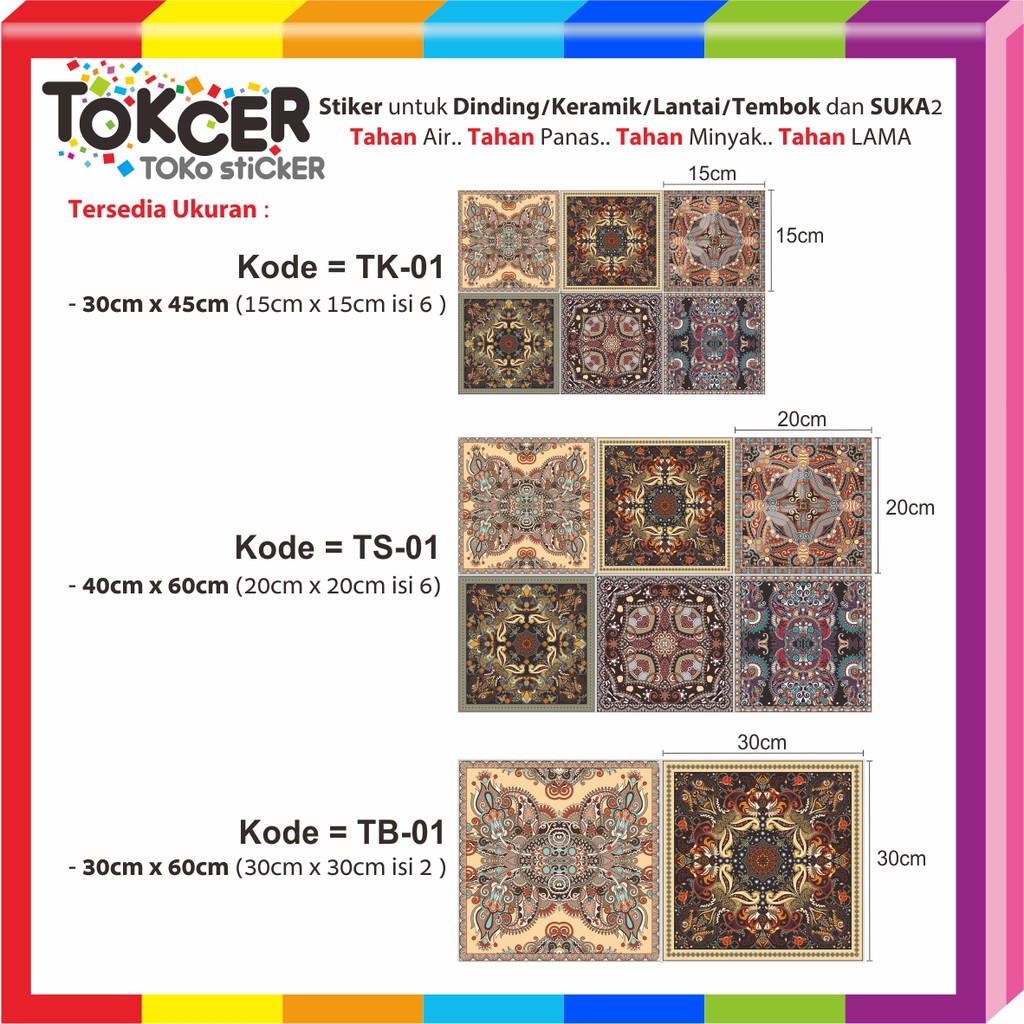 Stiker DINDING Keramik LANTAI Tembok DAPUR Tangga T-01