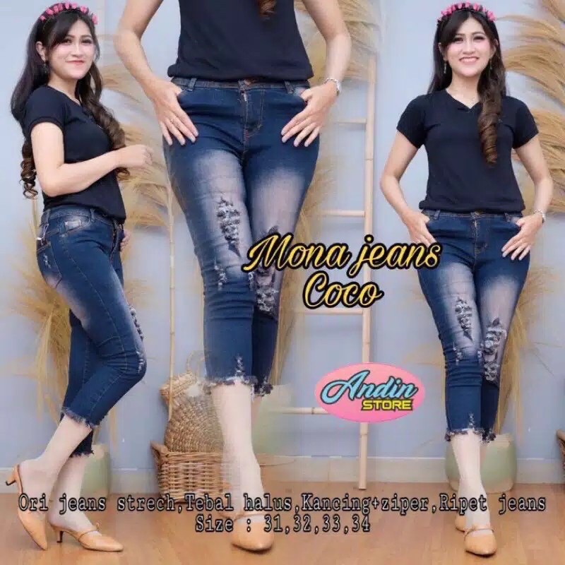 MONA JEANS RIPPED CELANA JEANS MURAH