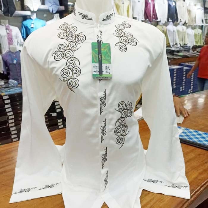 Baju Muslim /Baju Koko Pria Al-Mia Lengan Panjang Motif Terbaru