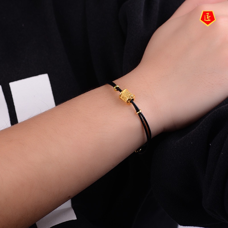 [Ready Stock]Gold Lucky Beads Hexagon Barrel Beads Bracelet