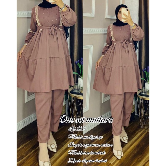 ONESET MUTIARA RENDA | GROSIR PAKAIAN WANITA MUSLIM TERMURAH MEDAN