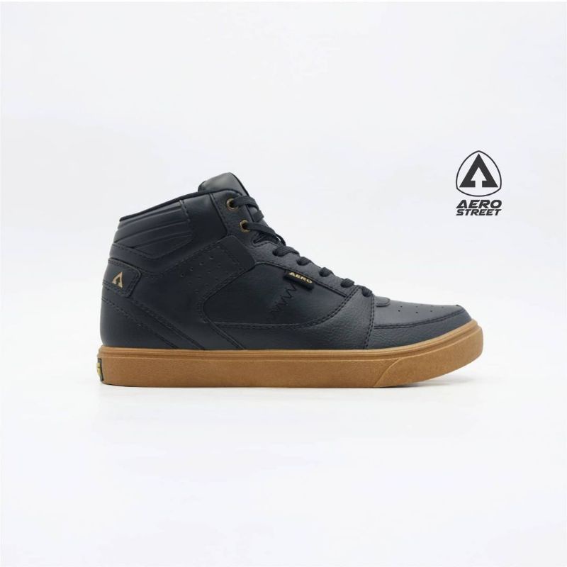 Aerostreet 37 Hoops High Black Gum - Sepatu Sneakers Casual Pria Wanita Aero Street