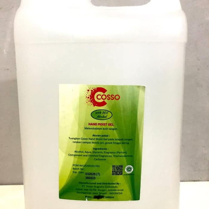 COSSO Hand Sanitizer Gel 5 Liter