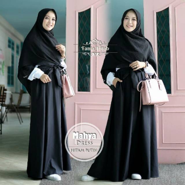 Mahya Dress Hitam Putih - Fania Hijab