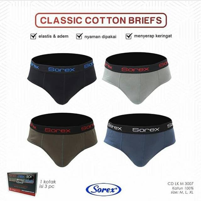 Celana Dalam Pria Dewasa Boxer-Segitiga Sorex / CD Kolor Cowok Laki Art 363,364,365,366,M3003,M 3007