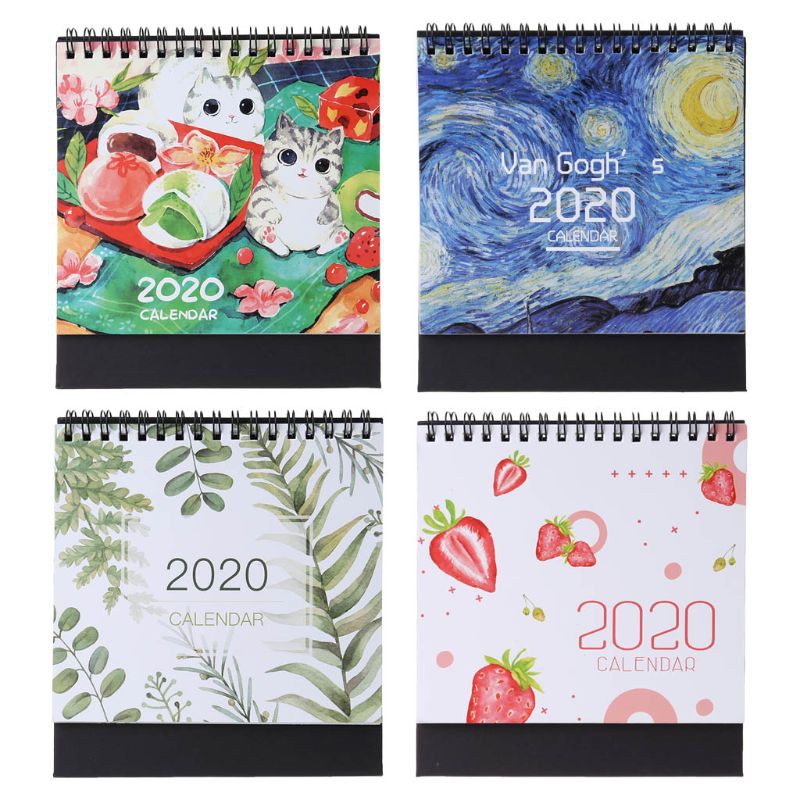 

Free Ongkir ya 2020 Colorful Pattern Desktop Standing Paper Double Coil Calendar Memo Daily