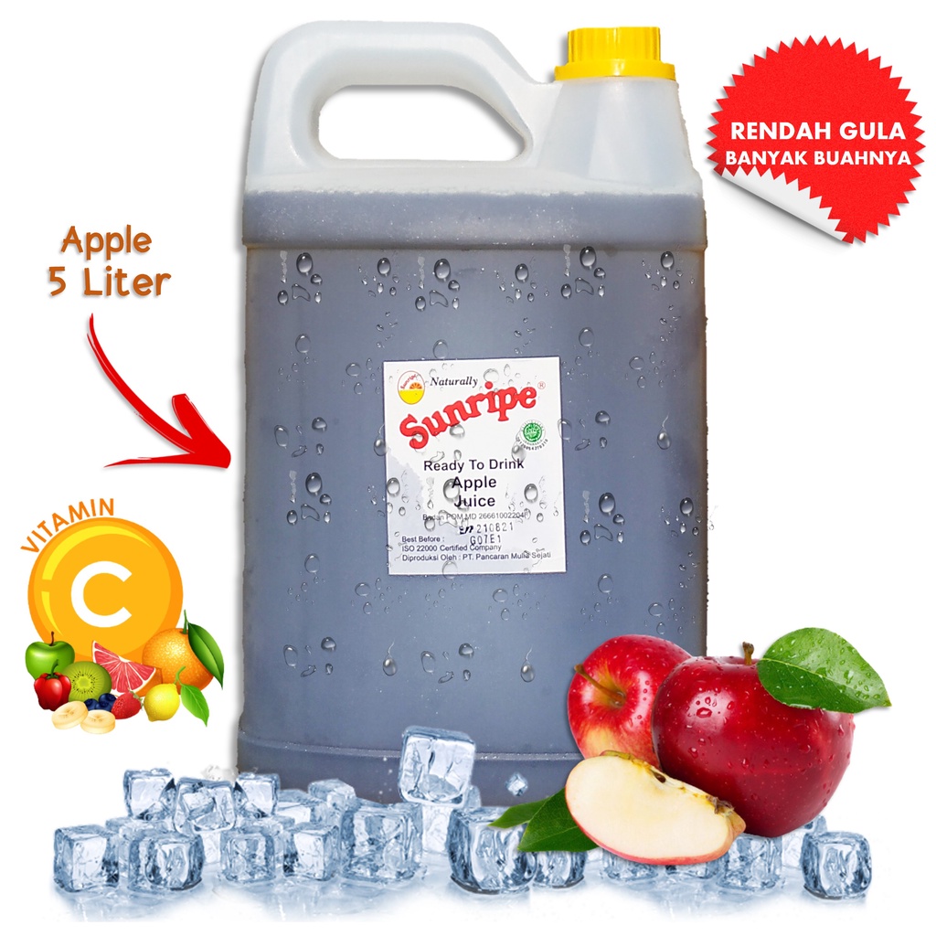 

Sari Buah Jus Apel - Apple Juice SUNRIPE 5 Liter