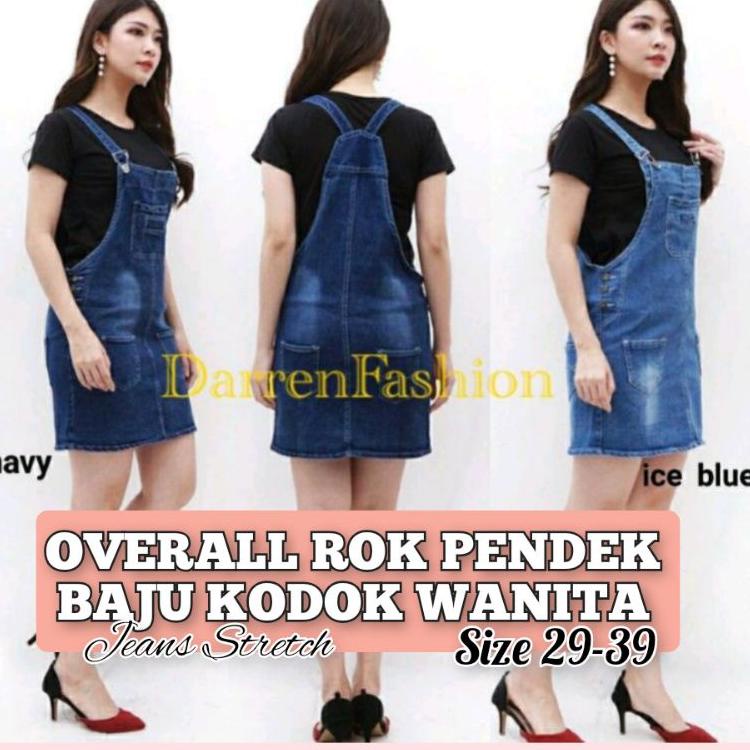 Rok Overall Jeans Pendek . Rok Overall Jeans ech  BAJU KODOK JUMBO WANITA 29-40 B11P