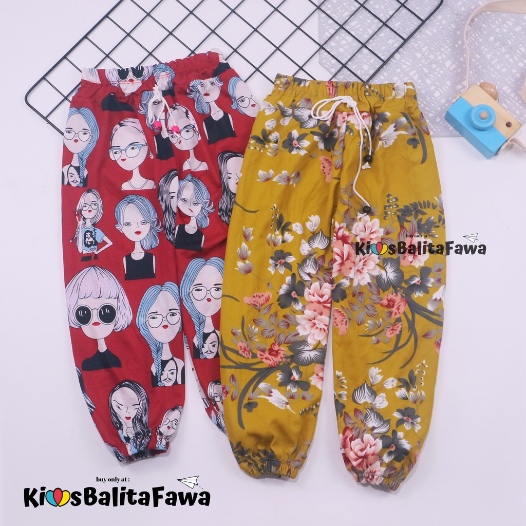 (ANAK PEREMPUAN) Jogger Motif uk 5-8 Tahun / Joger Pants Anak Cewek Murah Celana Panjang Import Lucu