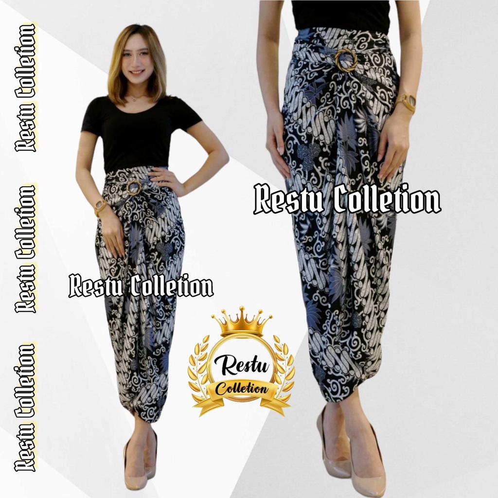 { COD } Rok Lilit Warp Skirt Serut Batik Songket Jumputan Panjang Wanita Bawahan Kebaya Kondangan Nikahan Wisuda Modern Cewek Bahan Sutra HQ Premium All Size By Restu Colletion Motif BK Hitam