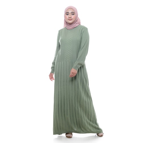 Naya Gamis Rajut Premium - Gamis Panjang Muslim - Gamis Tebal Realpict