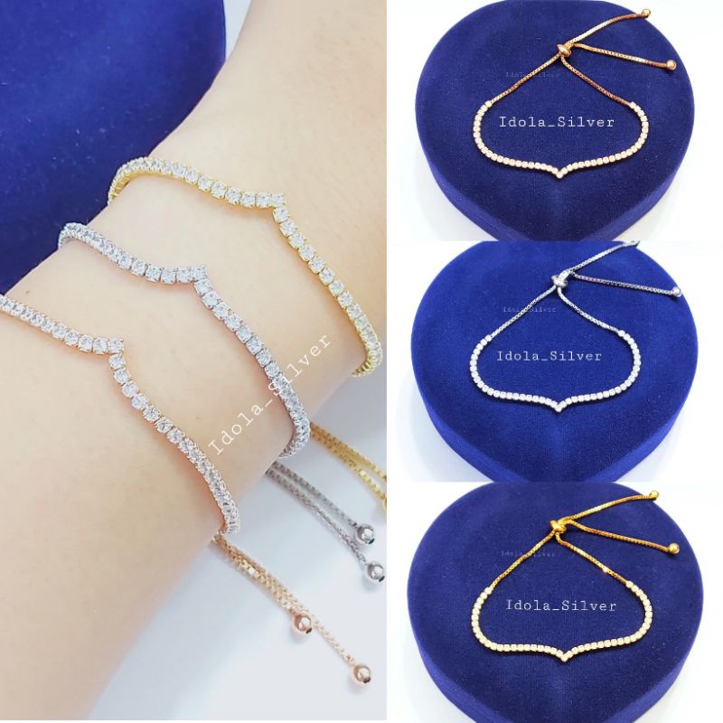 GELANG PERAK ASLI SILVER 925 LAPIS EMAS PUTIH MODEL SERUT AUREL/NAGITA/PASUNG MODEL EMAS - PERHIASAN PERAK WANITA