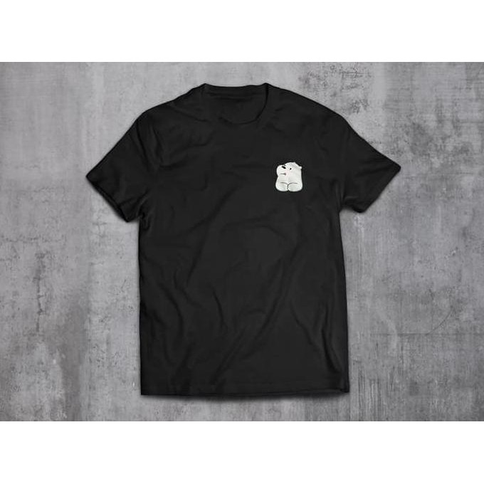 Kaos Baju Combed 30 Distro Logo Kecil Ice Bear We Bare Bears Pakaian Fashion Pria Wanita Sablon
