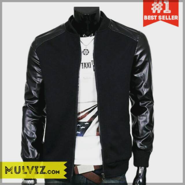 Jaket Varsity / Jaket Kulit Varsity Black