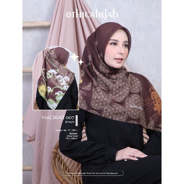 [READY] ETHICA HIJAB VOAL MOTIF 007 KERUDUNG SEGI EMPAT VOAL MOTIF 07