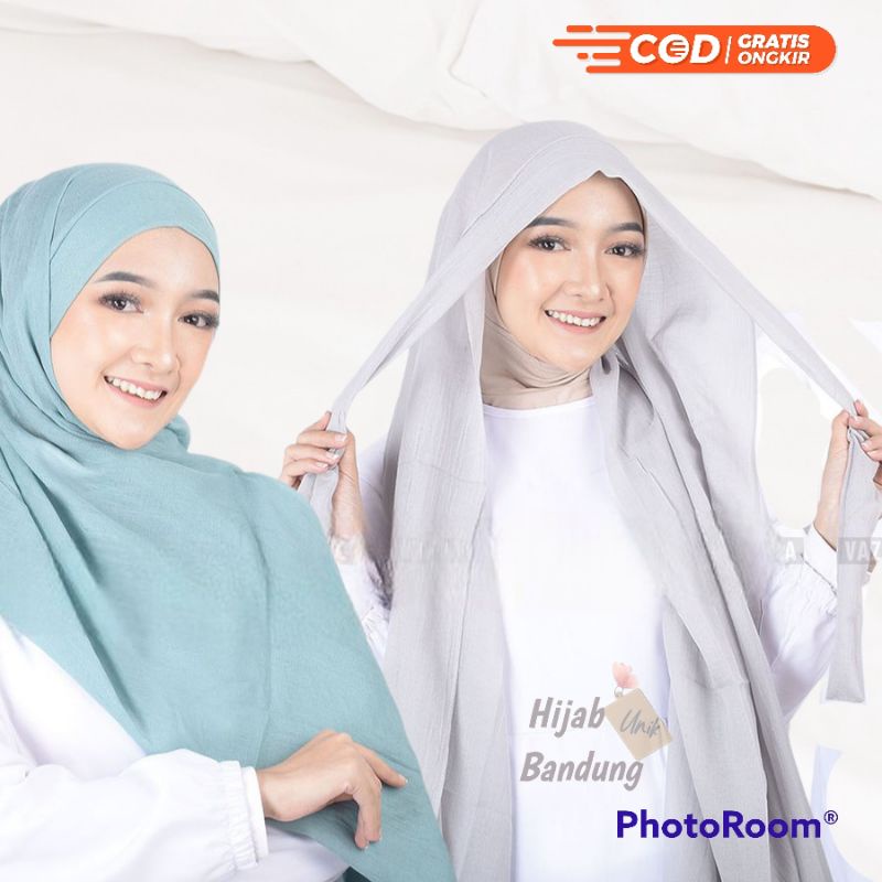 Hijab Pashmina Instan Tali Polos Katun Halus Pashmina Rawis