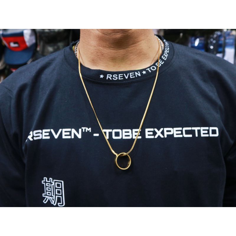 terbaru kalung titanium pipih model gantungan cincin polos variasi warna / kalung titanium anti karat 60cm