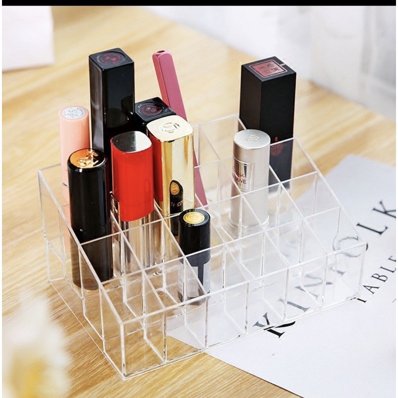 kotak rak tempat lipstik acrylic lipstick storange berdiri 24 slot