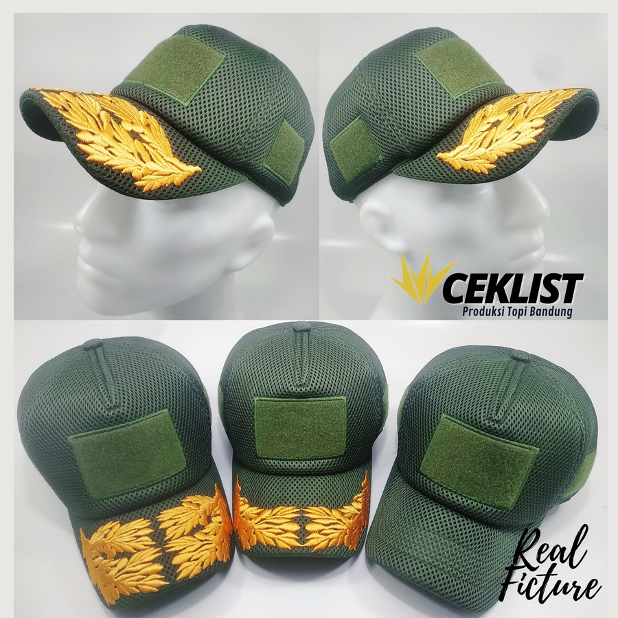 Jual Topi Tactical Tni Al Bordir Velcro Kotak Dabel Mash Warna Hijau Army Shopee Indonesia 