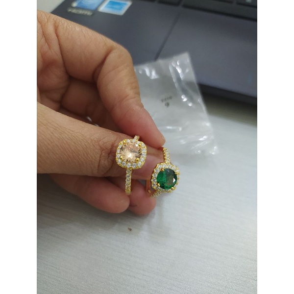 Cincin Diamond Look Plated Gold S925