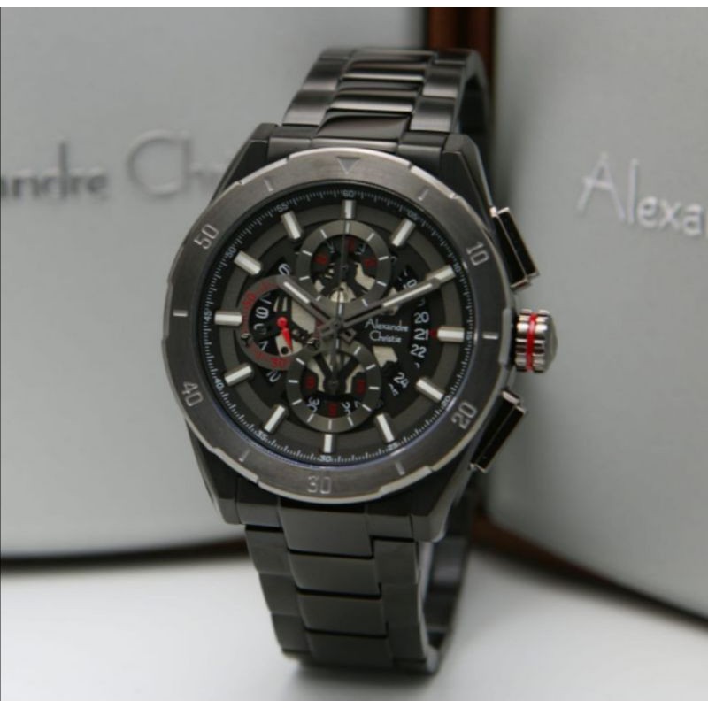 Jam Tangan Alexandre Christie 6560 Pria Chronograph Original