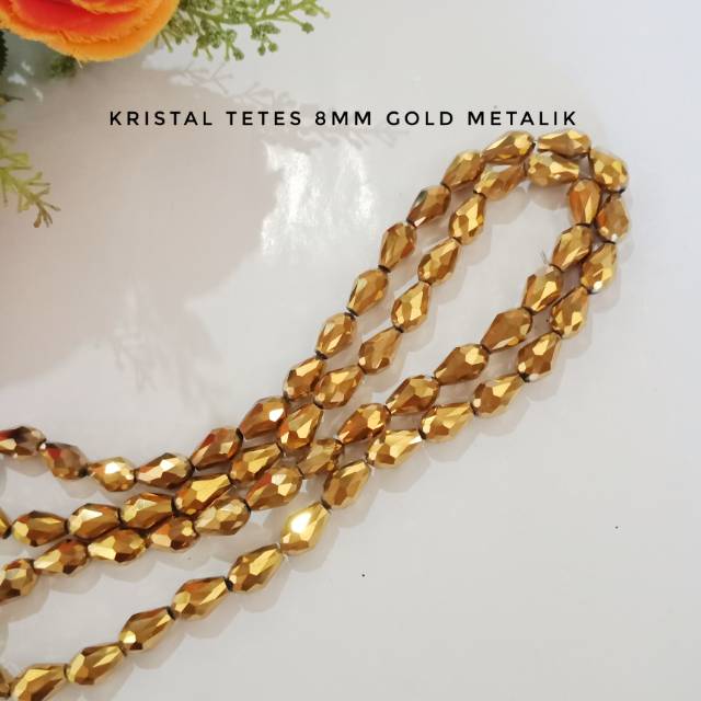 Kristal 8mm gold metalik