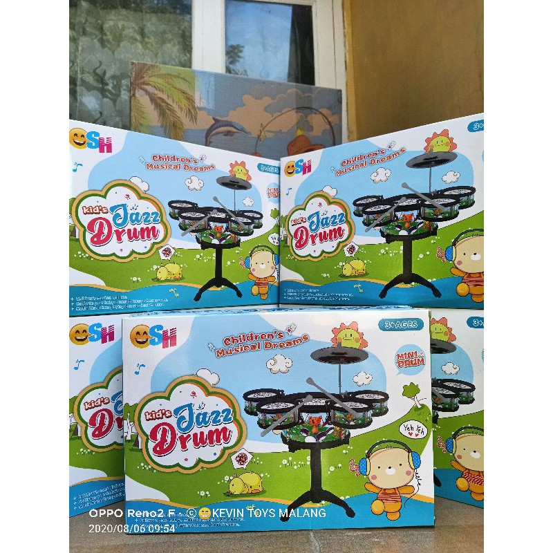 SH 1232 LITTLE JAZZ DRUM SET 6 IN 1 / mainan drum jazz set anak ukuran sedang kevin toys malang