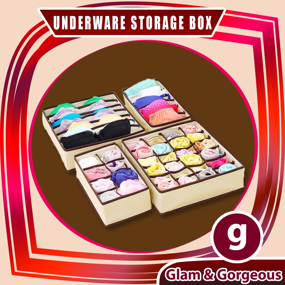 Tempat Penyimpanan Pakaian Keranjang Mini Baju Dalam 1 Set Dapat 4 Box USB004