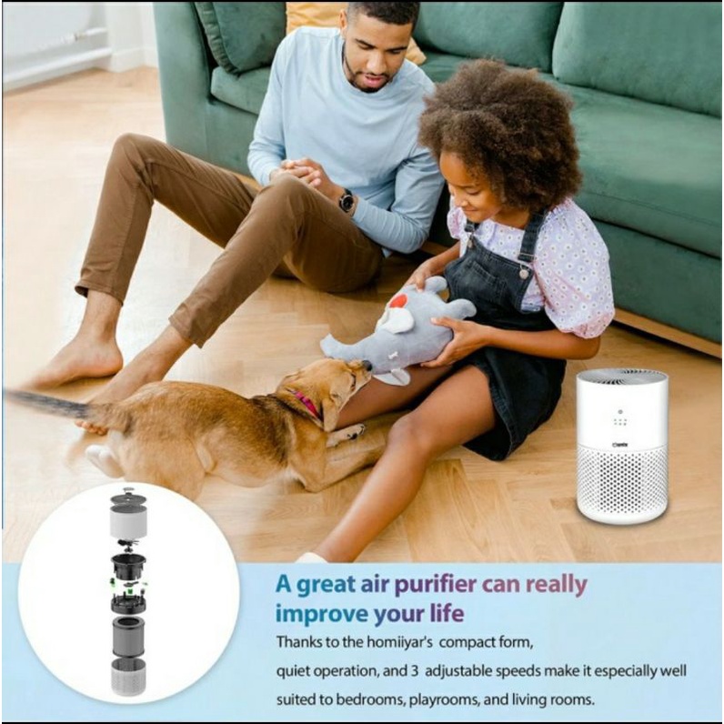 Pembersih udara ruangan Portable Onix air purifier mini hepa 13 filter