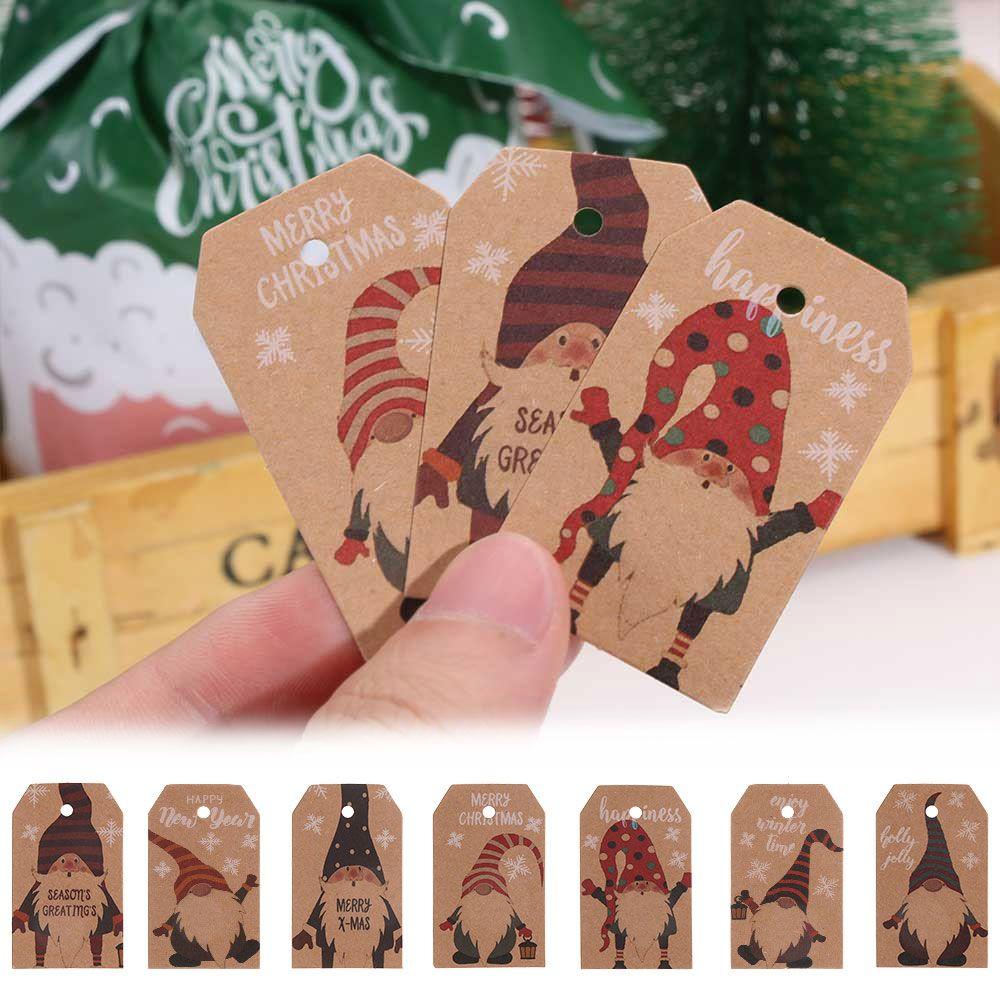 Top 100PCS Kraft Tag Santa Claus Kraft Paper Xmas Dekorasi Label Natal