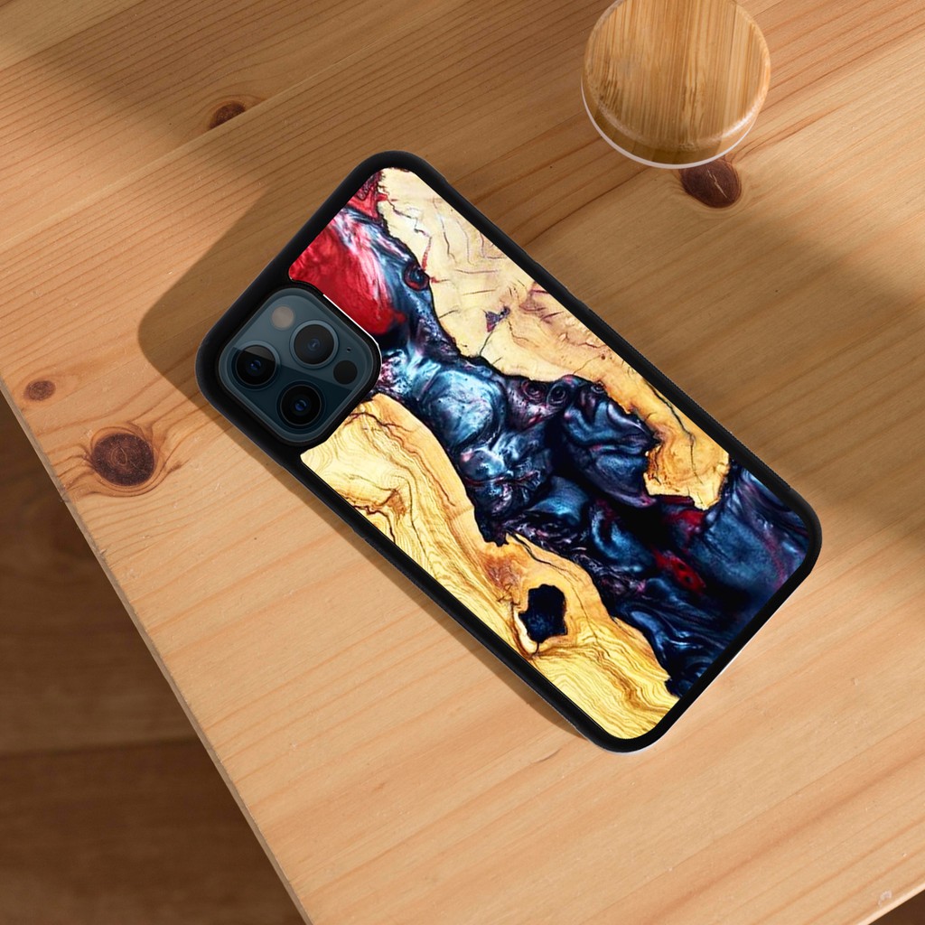 Casing Hp Custom Case Iphone 12 Pro Max Hardcase 11 X XS XR Motif Kayu Resin