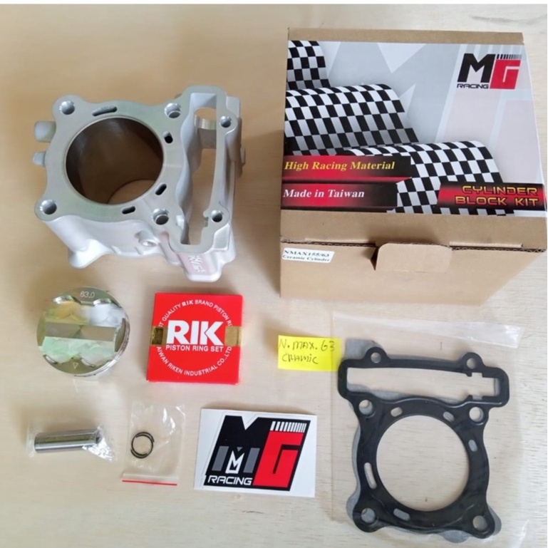 block ceramic 63 aerox/nmax/r155/vixion v3 dll piston super head 63mm original mg racing ring rik or